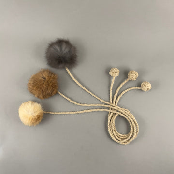 Rabbit Fur Ball Cat Toy with Organic Hemp Rope ball