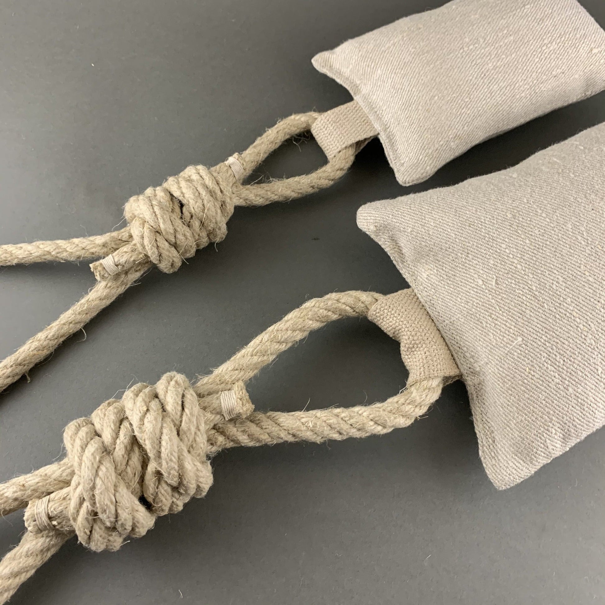 natural hemp rope dog toy closeup image